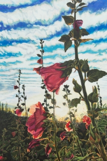 MD 06, Scrumptious Hollyhocks, Acrylic, 24 x 36 inches - $998 MD 06, Scrumptious Hollyhocks, Acrylic, 24 x 36 inches - $998